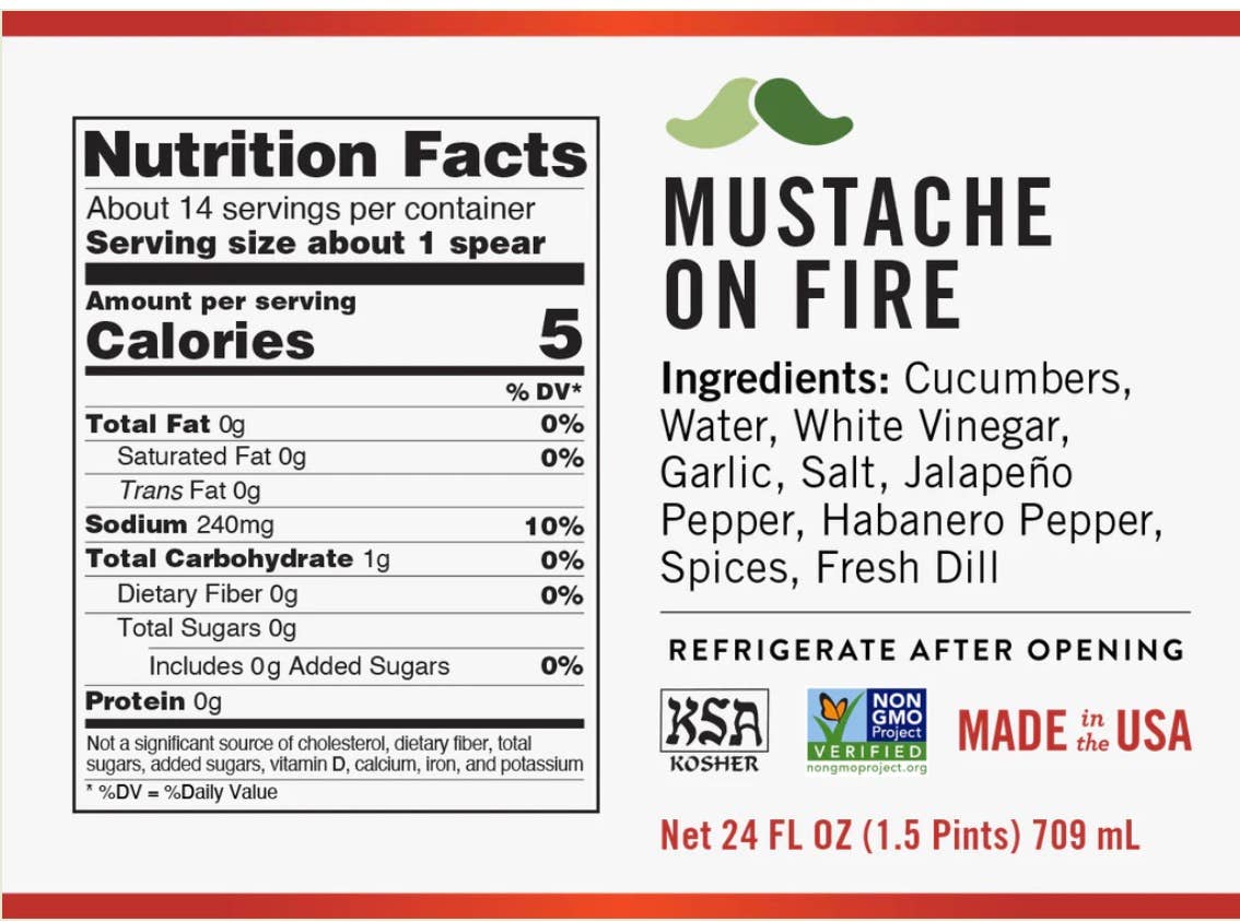 Randy's Mustache on Fire Pickle - Hot and Spicy Spear - 24oz