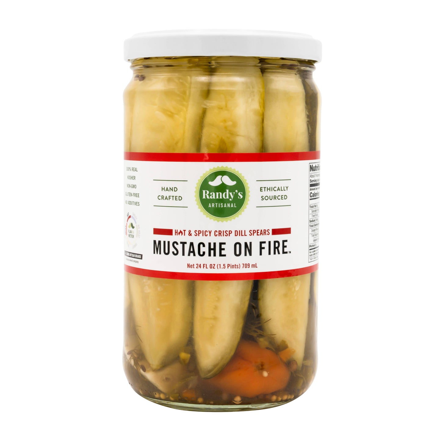 Randy's Mustache on Fire Pickle - Hot and Spicy Spear - 24oz