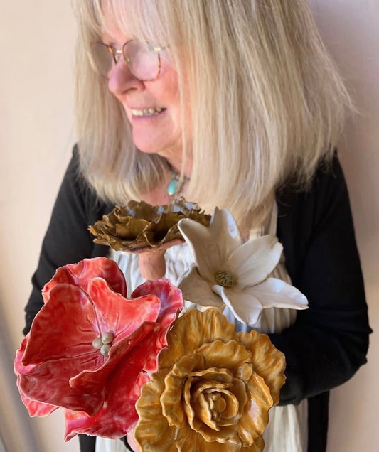 Ceramic Flower Class 7/30 + 8/6 with Stones Throw Pottery 1-2pm!